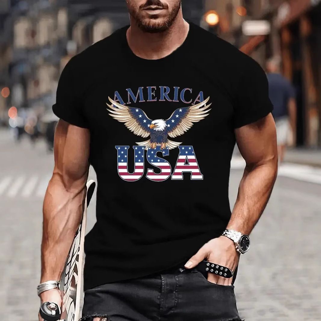 European and American Spring and Autumn Temu Amazon Independent Station, AliExpress Cross border Foreign Trade New Men's T-shirt Wholesale