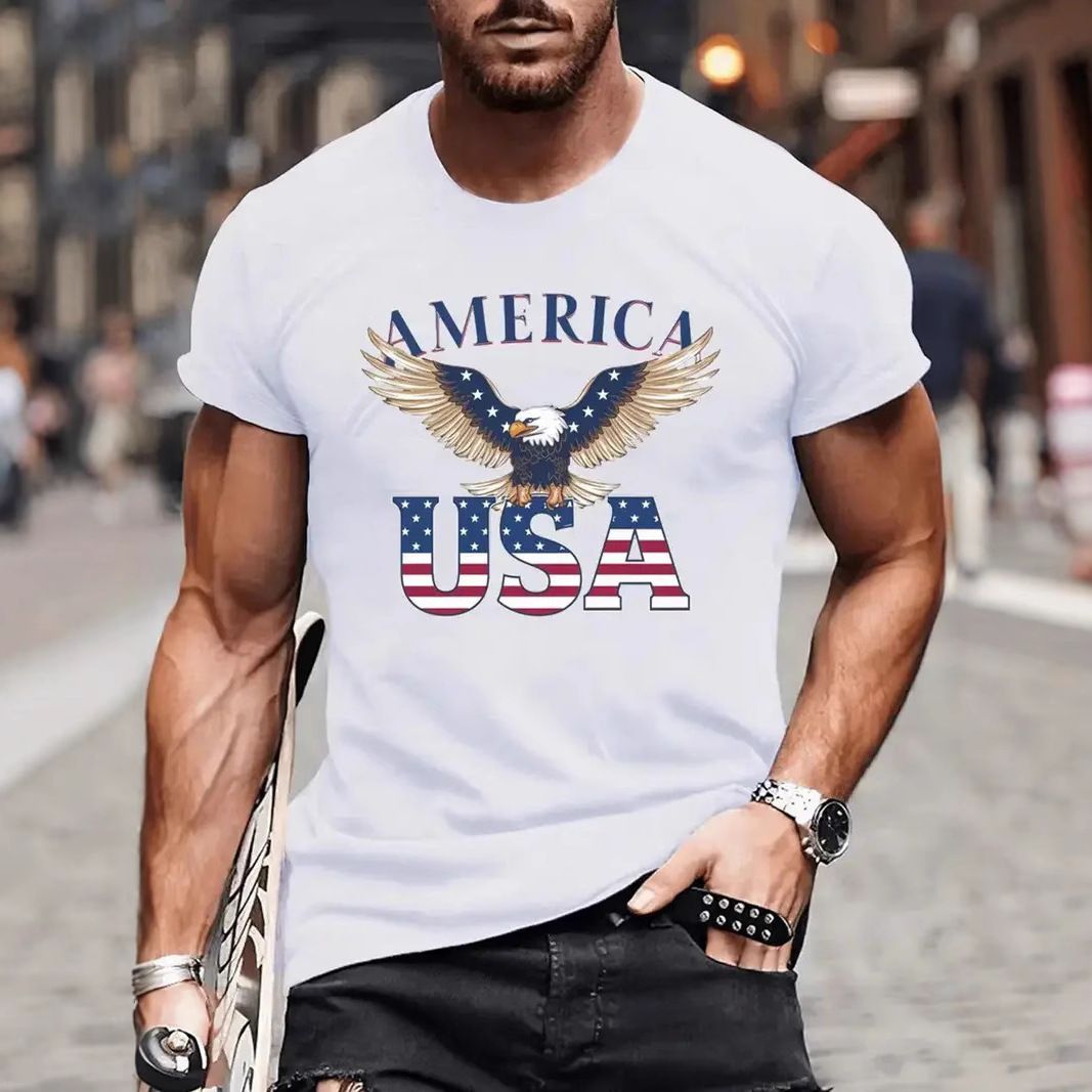 European and American Spring and Autumn Temu Amazon Independent Station, AliExpress Cross border Foreign Trade New Men's T-shirt Wholesale