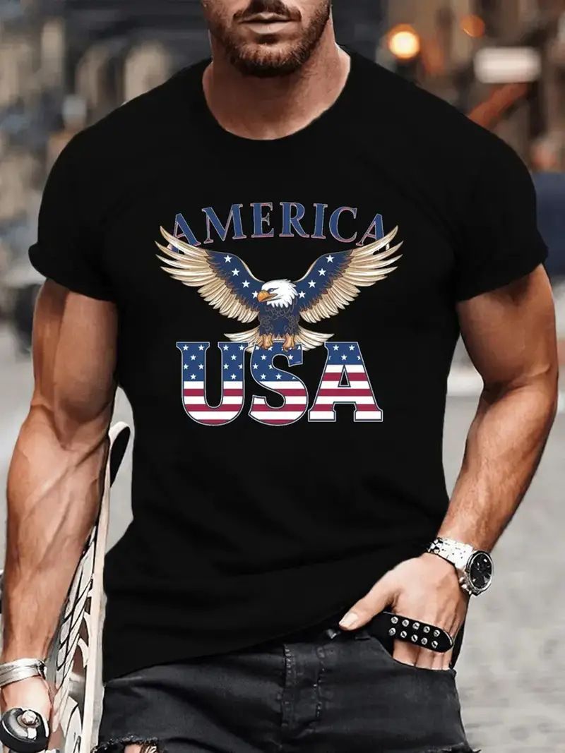 European and American Spring and Autumn Temu Amazon Independent Station, AliExpress Cross border Foreign Trade New Men's T-shirt Wholesale