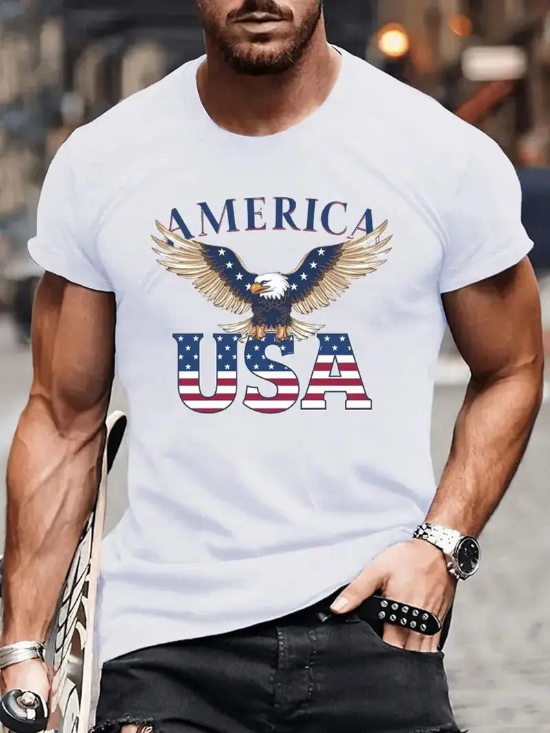 European and American Spring and Autumn Temu Amazon Independent Station, AliExpress Cross border Foreign Trade New Men's T-shirt Wholesale