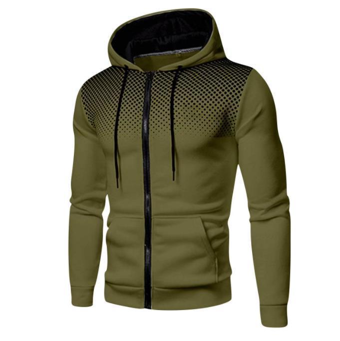 Cross border new autumn and winter men's zipper hooded cardigan sweatshirt, fashionable polka dot sweatshirt, European and American men's sportswear