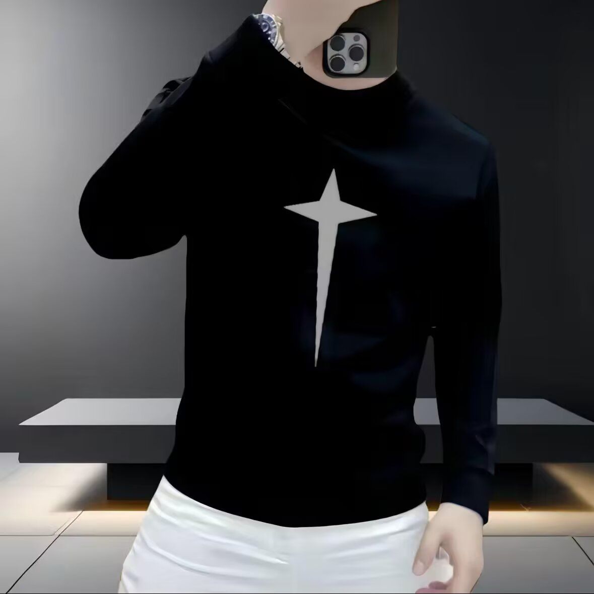 Middle aged and young men's tops, trendy men's hoodies, men's 2025 new styles, spring and autumn styles, loose round neck, casual, regular American style, cool and stylish