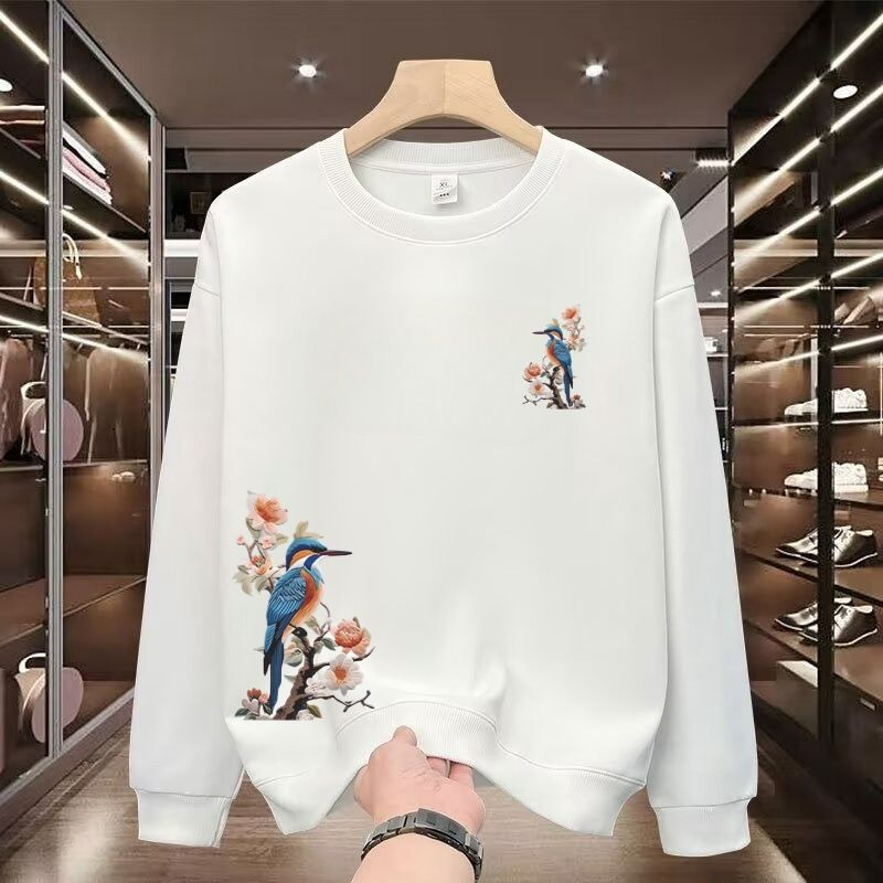 Middle aged and young men's tops, trendy men's hoodies, men's 2025 new styles, spring and autumn styles, loose round neck, casual, regular American style, cool and stylish