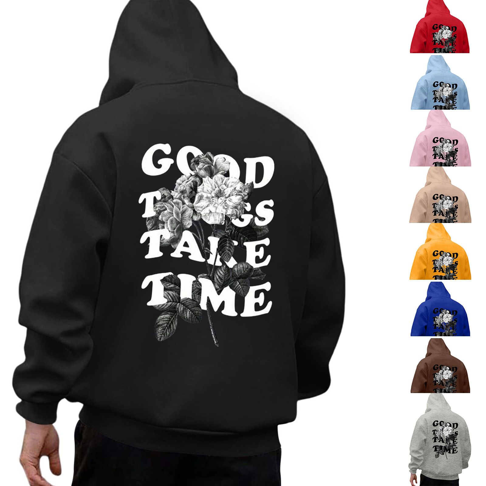 European and American men's hoodie 2024 autumn and winter new item large size loose hooded long sleeved men's hoodie factory wholesale cross-border