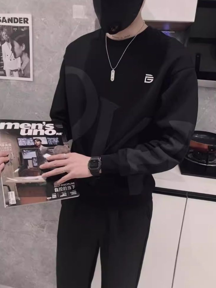 Chao Lun Bu autumn men's hoodie trend loose long sleeved top lazy style Harajuku style BF Hong Kong style factory batch