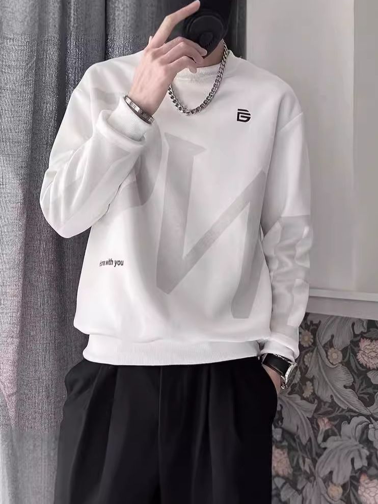 Chao Lun Bu autumn men's hoodie trend loose long sleeved top lazy style Harajuku style BF Hong Kong style factory batch