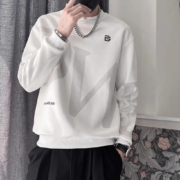 Chao Lun Bu autumn men's hoodie trend loose long sleeved top lazy style Harajuku style BF Hong Kong style factory batch