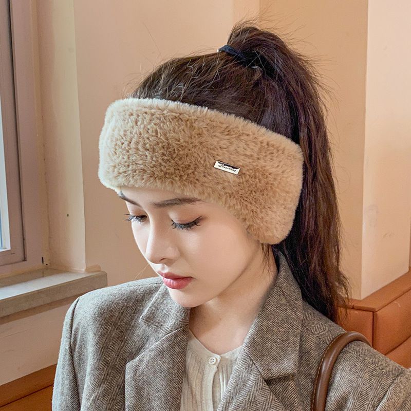 Plush hollow top ear warmers for women, autumn and winter outdoor running and cycling, imitation mink plush warm ear tips, hair bands, hats