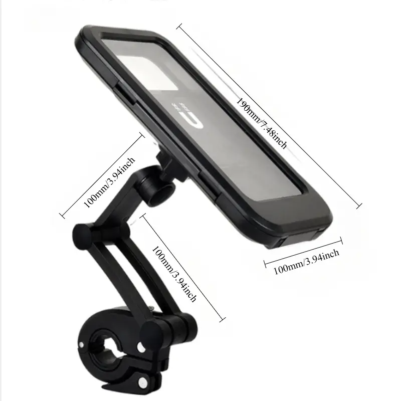 Waterproof Motorcycle Phone Holder, ABS Material, Magnetic Absorption, Telescopic Design, Rainproof Bicycle & Electric Bike Mount for Navigation