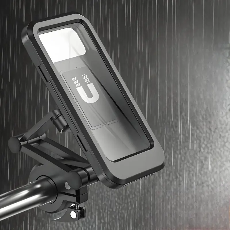 Waterproof Motorcycle Phone Holder, ABS Material, Magnetic Absorption, Telescopic Design, Rainproof Bicycle & Electric Bike Mount for Navigation