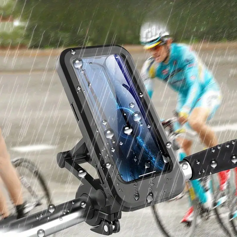Waterproof Motorcycle Phone Holder, ABS Material, Magnetic Absorption, Telescopic Design, Rainproof Bicycle & Electric Bike Mount for Navigation