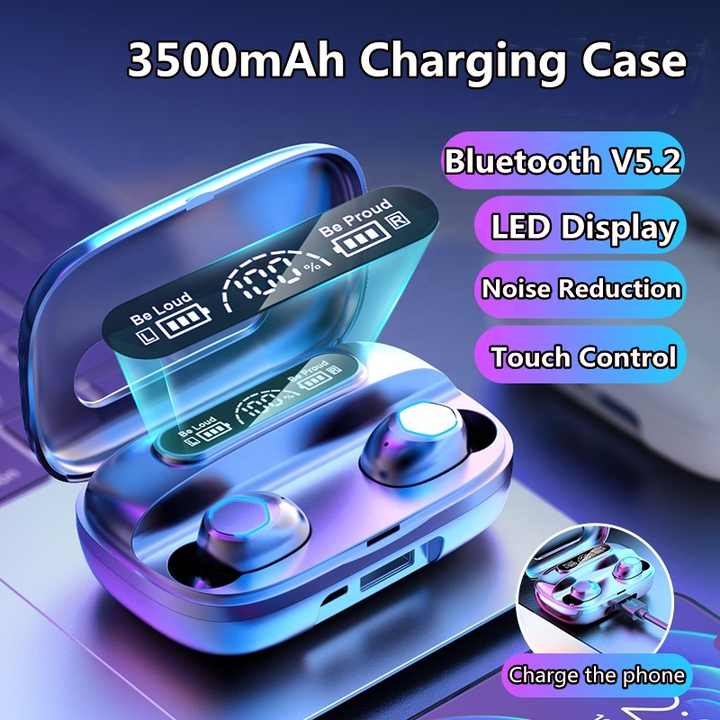 Touch Control Earbuds BT 5.2 Waterproof Wireless Noise Cancelling TWS Gaming In-Ear Headphones Earphones