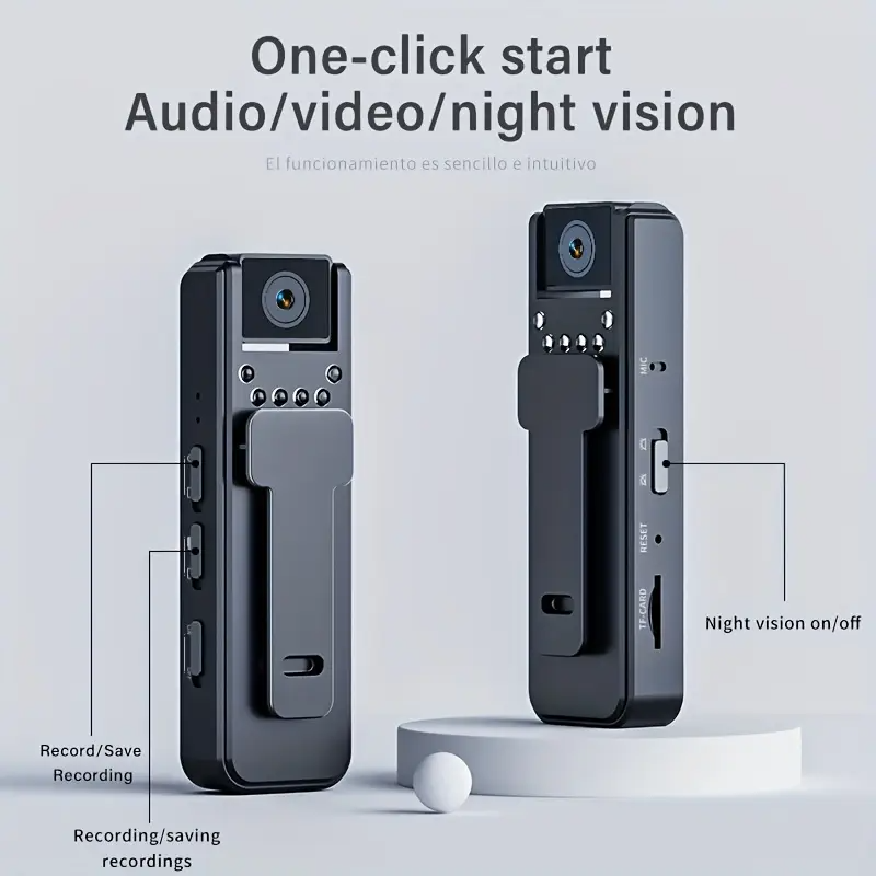 Body Camera with Audio And Video Recording, 6 Hours 1080P Body Cam with 180° Rotating Lens, Night Vision, Body Worn Camcorder, Personal Travel, Walking, Sports