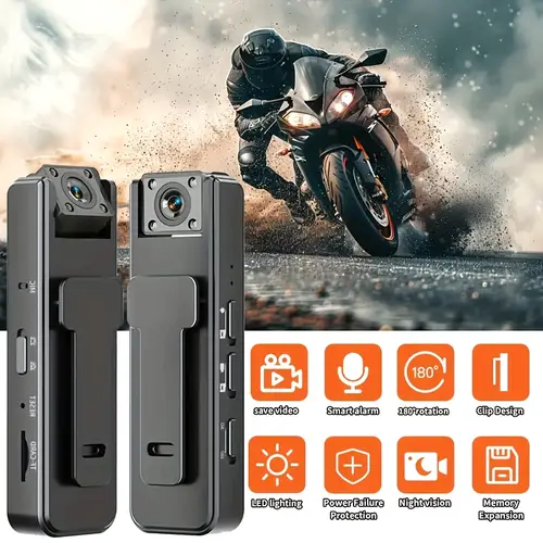 Body Camera with Audio And Video Recording, 6 Hours 1080P Body Cam with 180° Rotating Lens, Night Vision, Body Worn Camcorder, Personal Travel, Walking, Sports