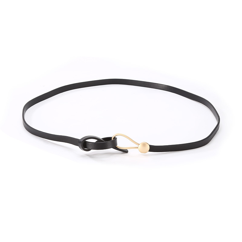 Fashion all-match Women Belts Thin Golden Buckle Strap For Dress Trousers Casual Black Ladies Female Designer Waistband