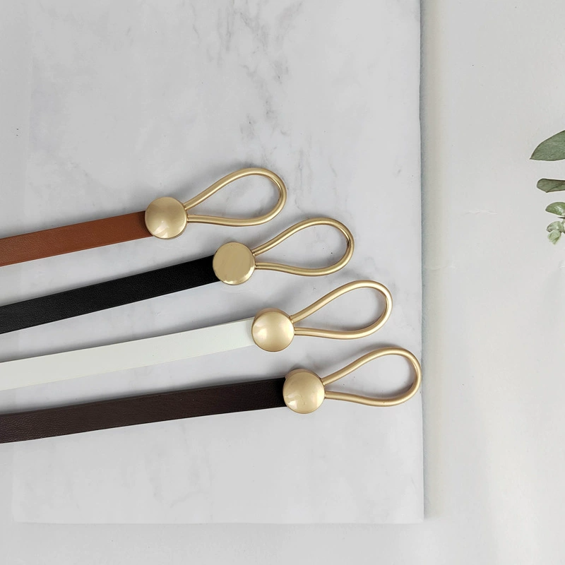 Fashion all-match Women Belts Thin Golden Buckle Strap For Dress Trousers Casual Black Ladies Female Designer Waistband