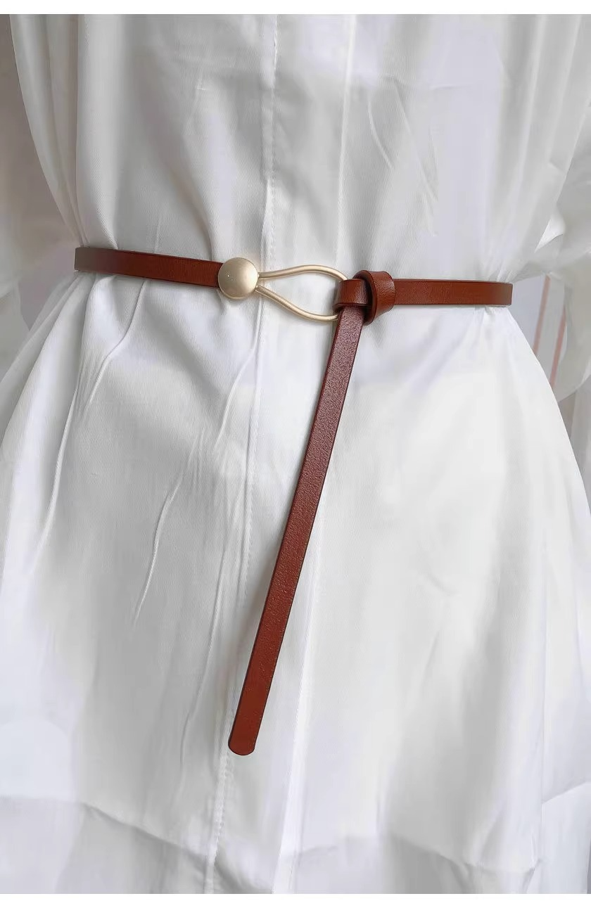 Fashion all-match Women Belts Thin Golden Buckle Strap For Dress Trousers Casual Black Ladies Female Designer Waistband