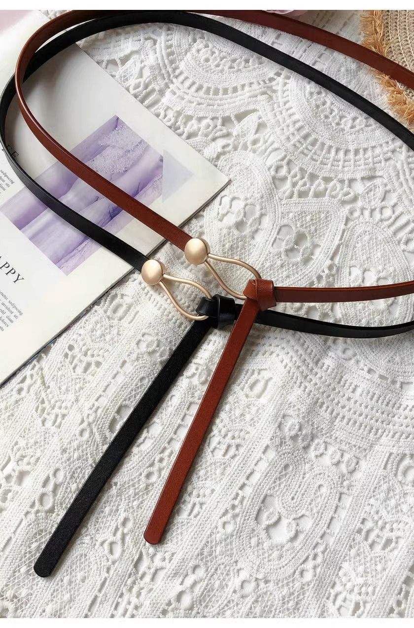 Fashion all-match Women Belts Thin Golden Buckle Strap For Dress Trousers Casual Black Ladies Female Designer Waistband