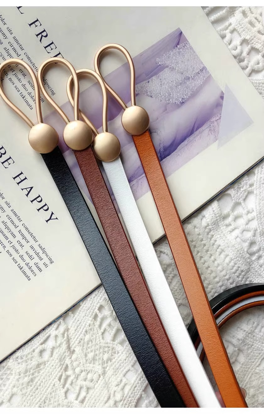 Fashion all-match Women Belts Thin Golden Buckle Strap For Dress Trousers Casual Black Ladies Female Designer Waistband