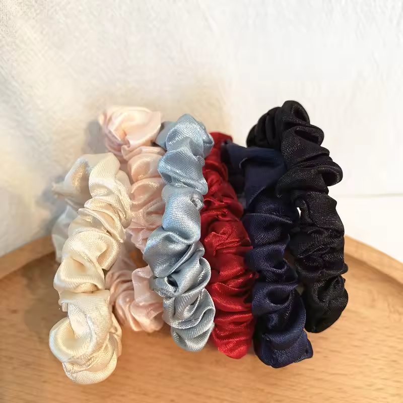 6Pcs/Set Woman Fashion Simple Scrunchies Satin Hair Ties Girls Ponytail Holders Rubber Band Elastic Hairband Hair Accessories