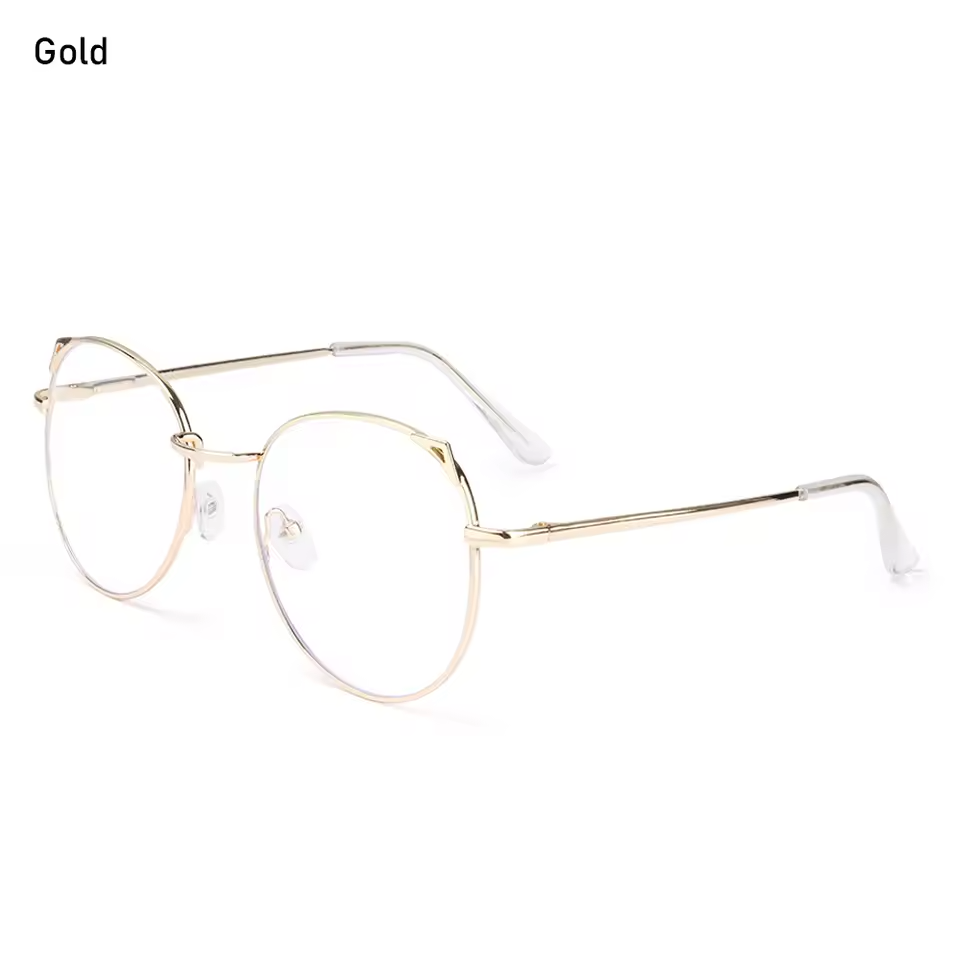 1Pc Trendy Office Anti Blue Light Glasses for Women Cute Cat Ears Eyewear Blue Rays Blocking Eyewear Classic Metal Frame Eyeglasses