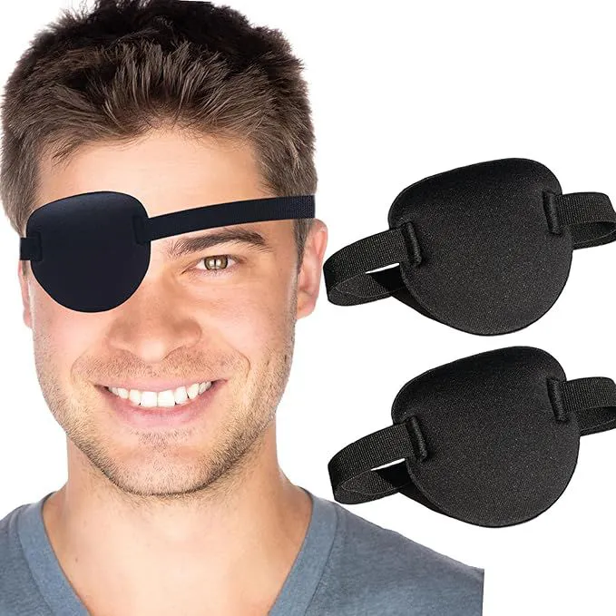 2Pc Eye Patches Eye Patch for Adults,3D Adjustable Eyepatch for Right or Left Eye,One Eye Cover for Lazy Eye,Pirate Costume Black For Adults And Kids