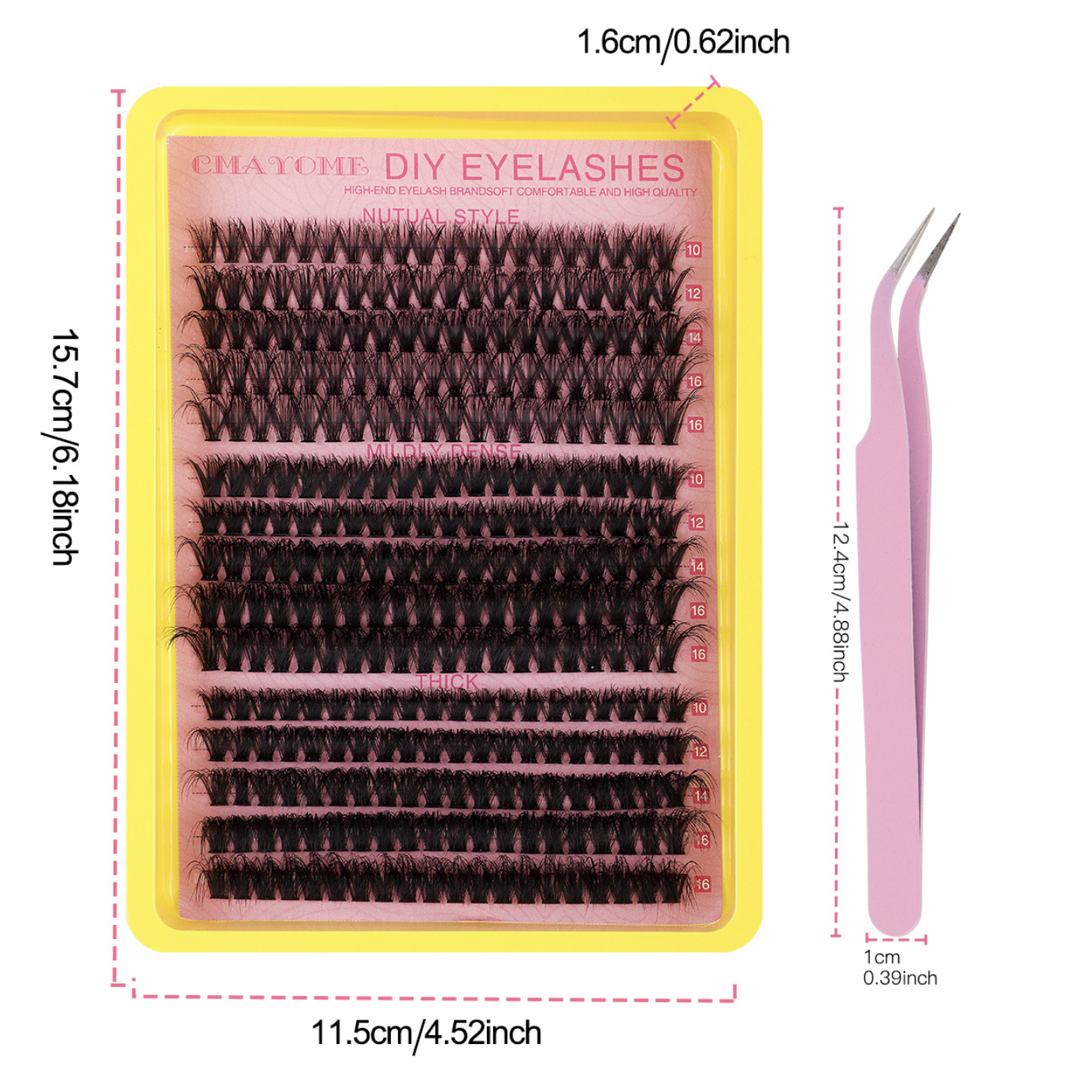 Fluffy Lash Clusters Thick Mixed Tray 100D Volume Eyelash Clusters 10-16mm Wispy Individual Lashes D Curl Cluster Eyelash Extensions DIY Lash Extensions for Beginners