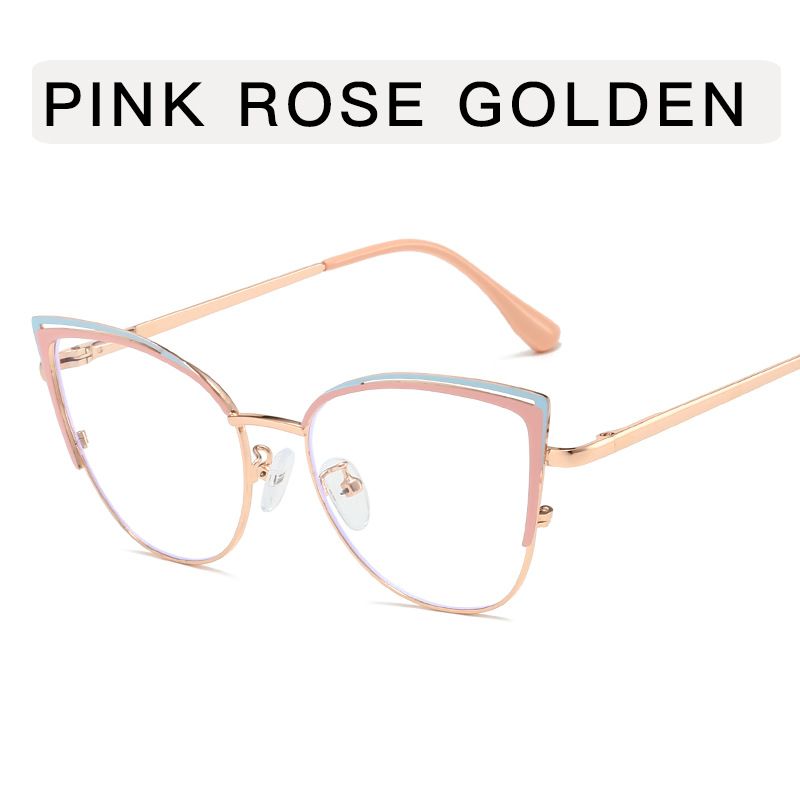 Half Frame Cat Eye Eyeglasses Anti Blue Light Eyewear for Women Metal High Quality Glasses 1PC