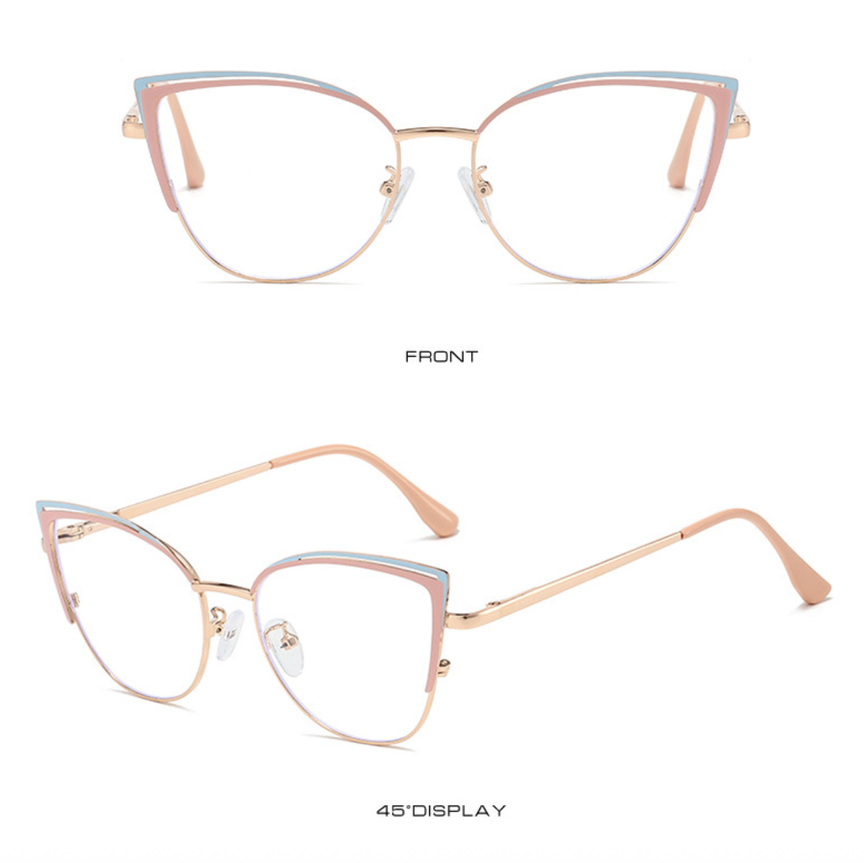 Half Frame Cat Eye Eyeglasses Anti Blue Light Eyewear for Women Metal High Quality Glasses 1PC