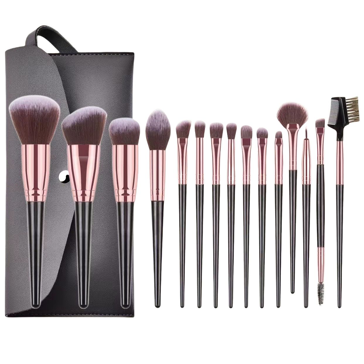 15Pcs Makeup Brushes Set With Bag Foundation Eyeshadow Blush Highlighter Soft Fluffy Concealer Kabuki Blending Brush Female Beauty Tool