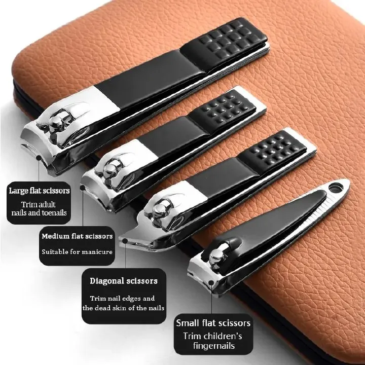 24pcs Manicure Tool Set With Box Stainless Steel Cuticle Nipper Cutter Kit Professional Nail Clippers Pedicure Nail Art Grooming Tools