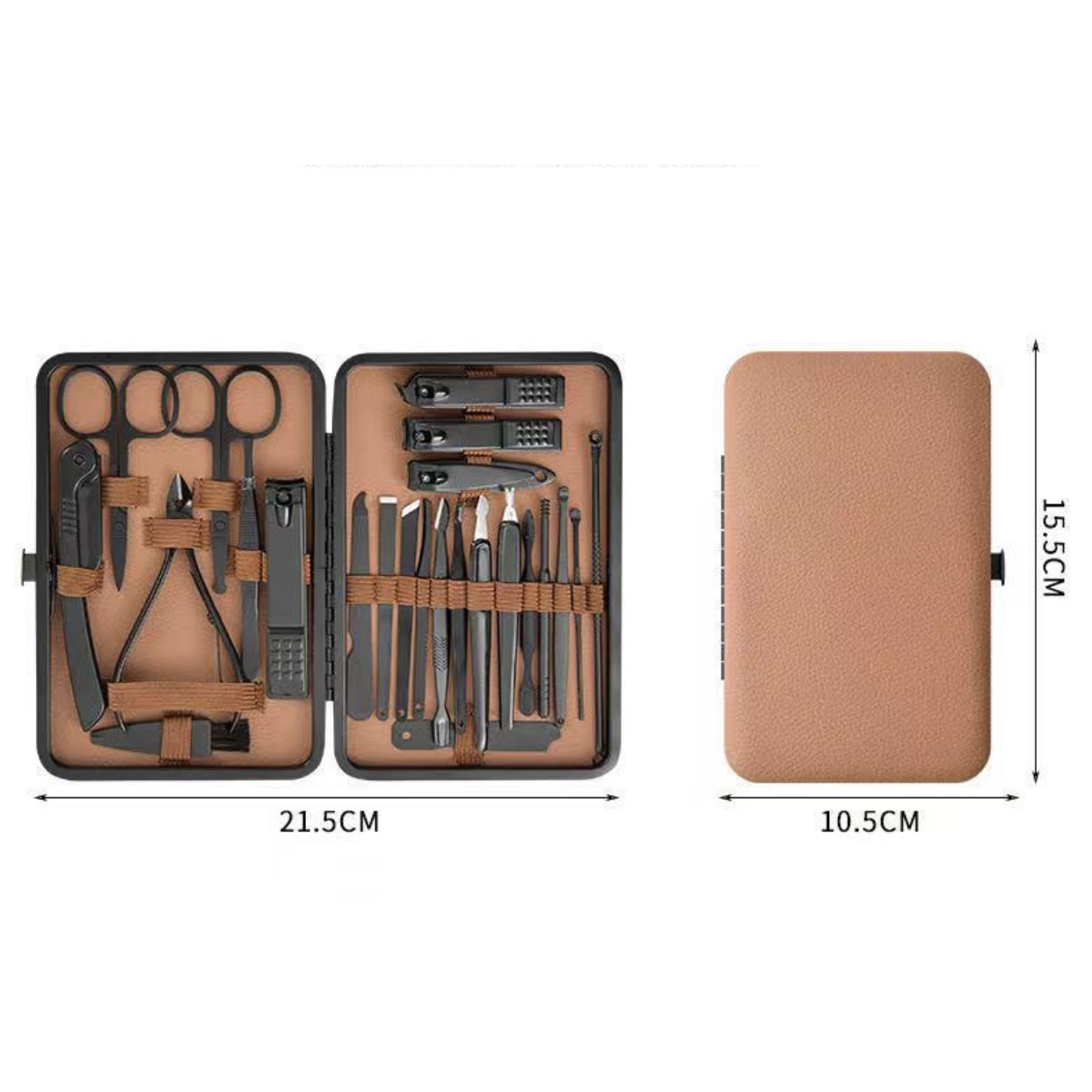 24pcs Manicure Tool Set With Box Stainless Steel Cuticle Nipper Cutter Kit Professional Nail Clippers Pedicure Nail Art Grooming Tools