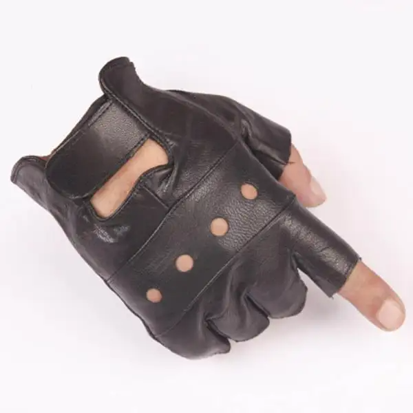 Men Genuine Leather Half Finger Gloves Sport Driving Slip-resistant Luvas Leather Fingerless Gym Fitness Gloves Sports Guantes