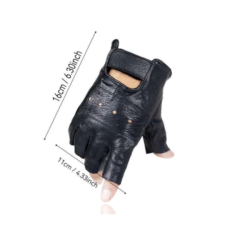 Men Genuine Leather Half Finger Gloves Sport Driving Slip-resistant Luvas Leather Fingerless Gym Fitness Gloves Sports Guantes