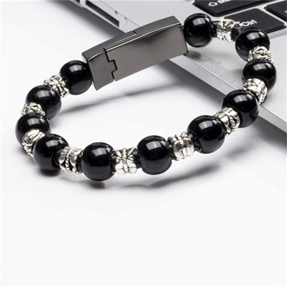 Wristband Charging Bracelet, Beaded Type-C USB Cable, Round Shape, USB Power Mode, Decorative Data Cable for Mobile Phone