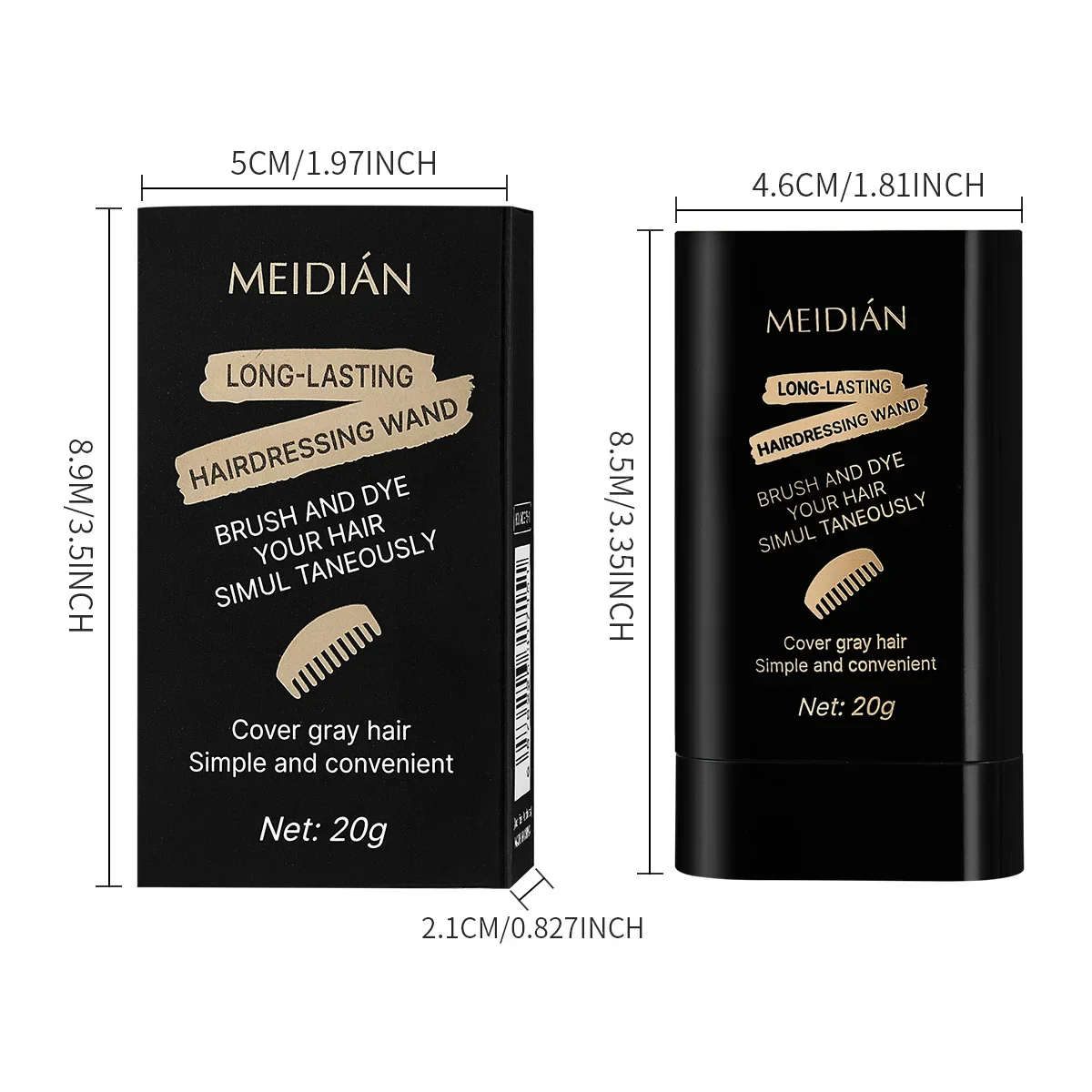 20g Quick Gray Hair Color Stick-Permanent, Long-Lasting Gray Coverage, Easy Application at Home or On-the-Go, Portable Hair Dye Stick with Applicator Brush,Ideal for Brown/Black Hair