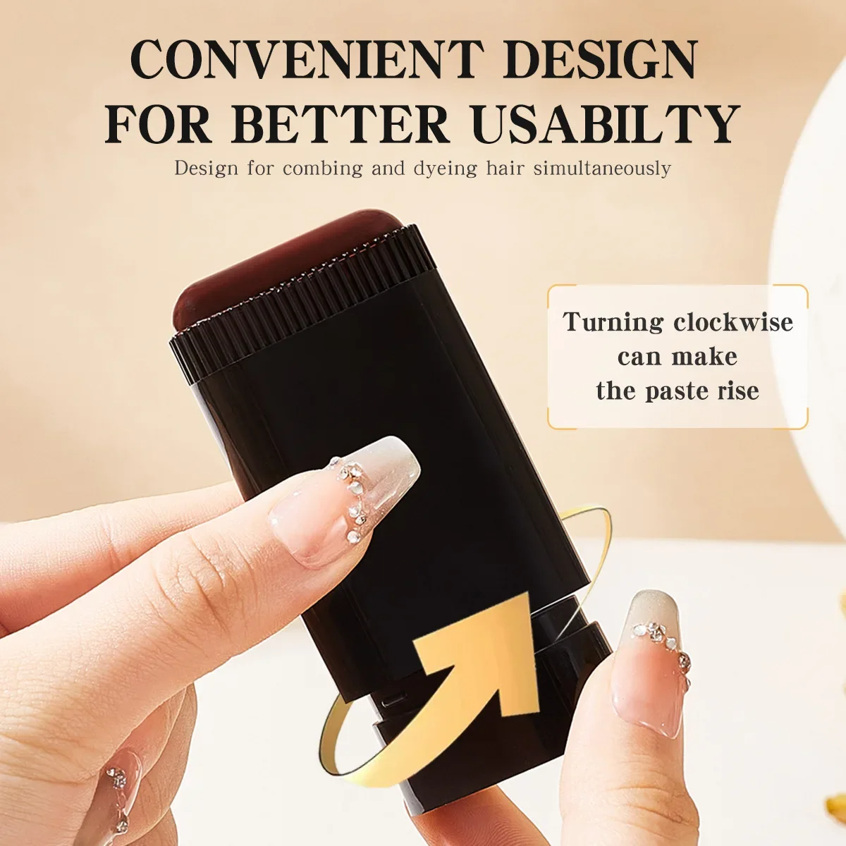 20g Quick Gray Hair Color Stick-Permanent, Long-Lasting Gray Coverage, Easy Application at Home or On-the-Go, Portable Hair Dye Stick with Applicator Brush,Ideal for Brown/Black Hair