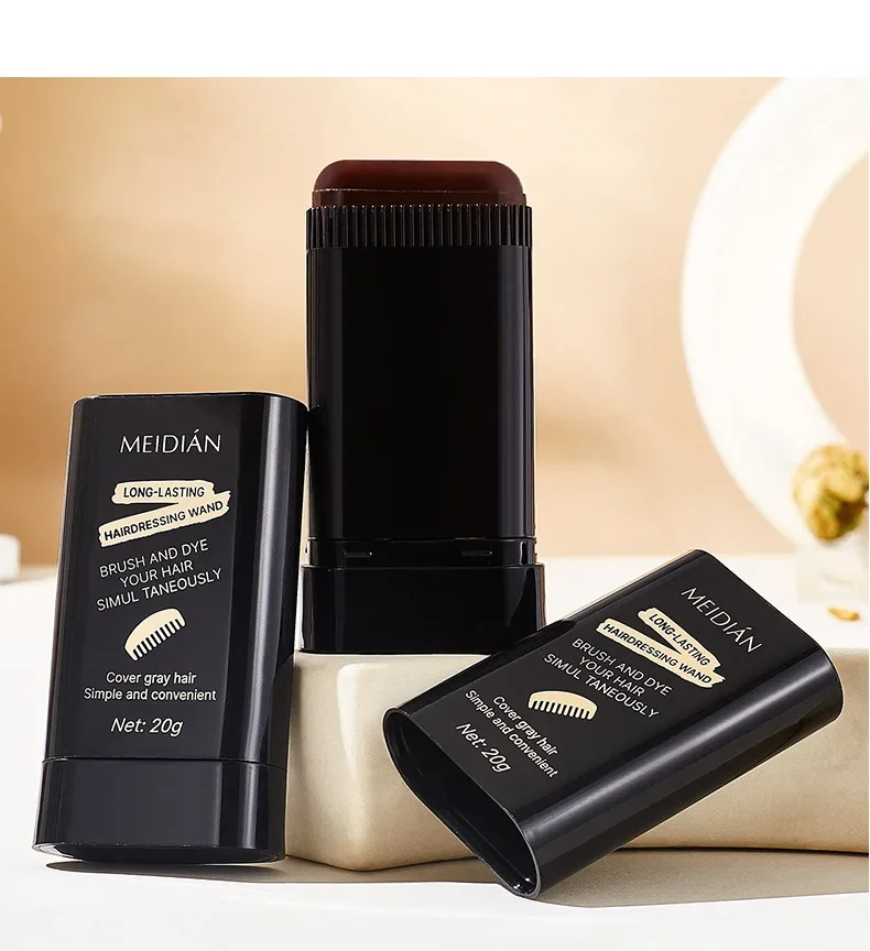 20g Quick Gray Hair Color Stick-Permanent, Long-Lasting Gray Coverage, Easy Application at Home or On-the-Go, Portable Hair Dye Stick with Applicator Brush,Ideal for Brown/Black Hair