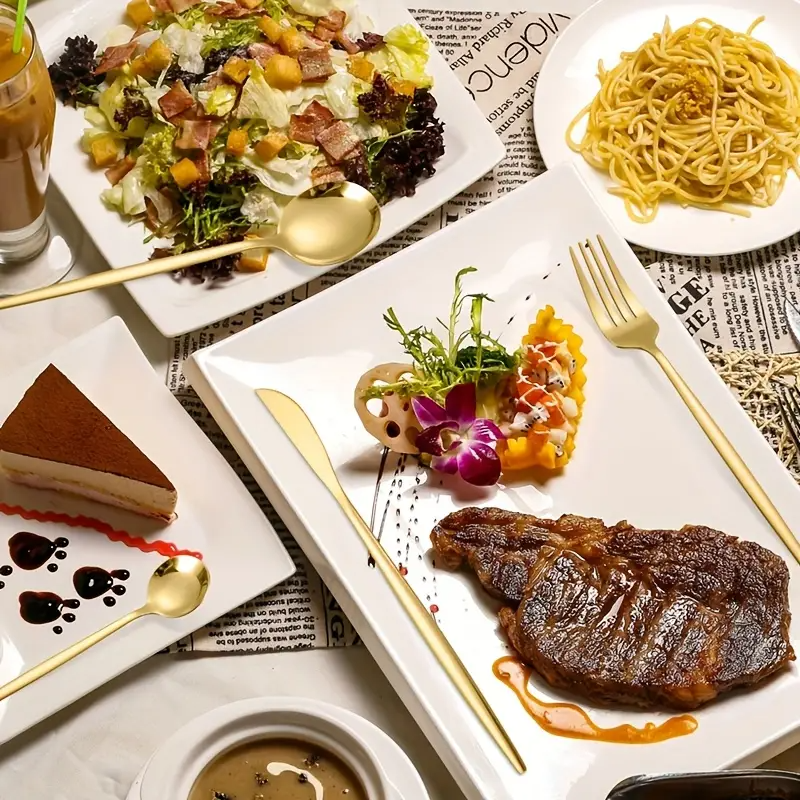 5pcs Stainless Steel Cutlery Set-Including Steak Knife,Forks,Spoons and Teaspoon,Dinner Forks,Dinner Spoons,Fruit Forks,Small Dessert Spoon,Coffee Spoon,Mirror Polished Stainless Steel Cutlery Set