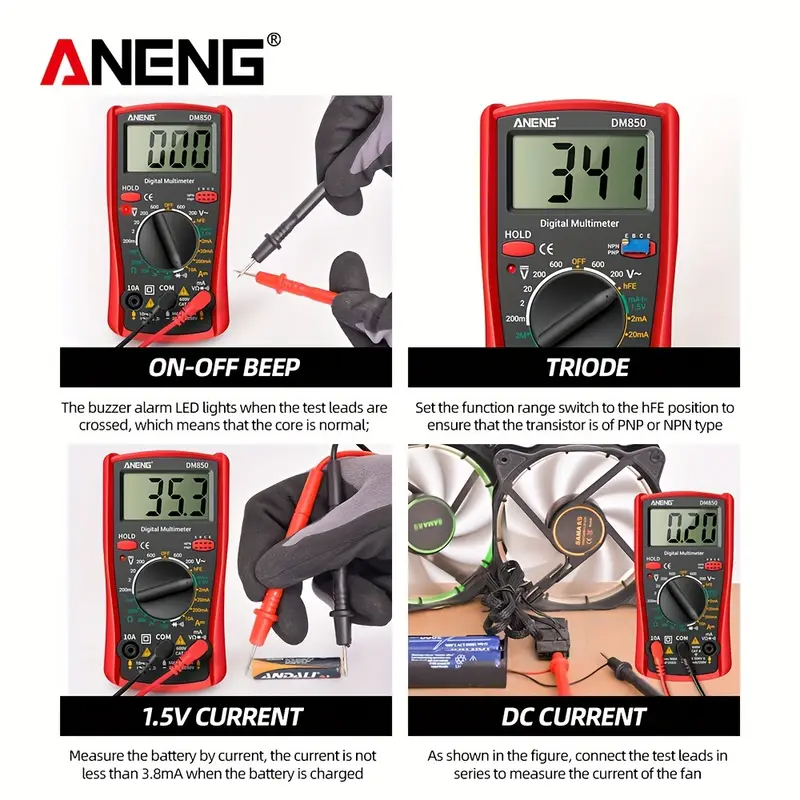 [Automatic Professional] ANENG DM850 | Automatic Digital Multimeter | 1999 Counts | Auto AC/DC Voltage Tester | Ohm Current Ammeter Detector Tool