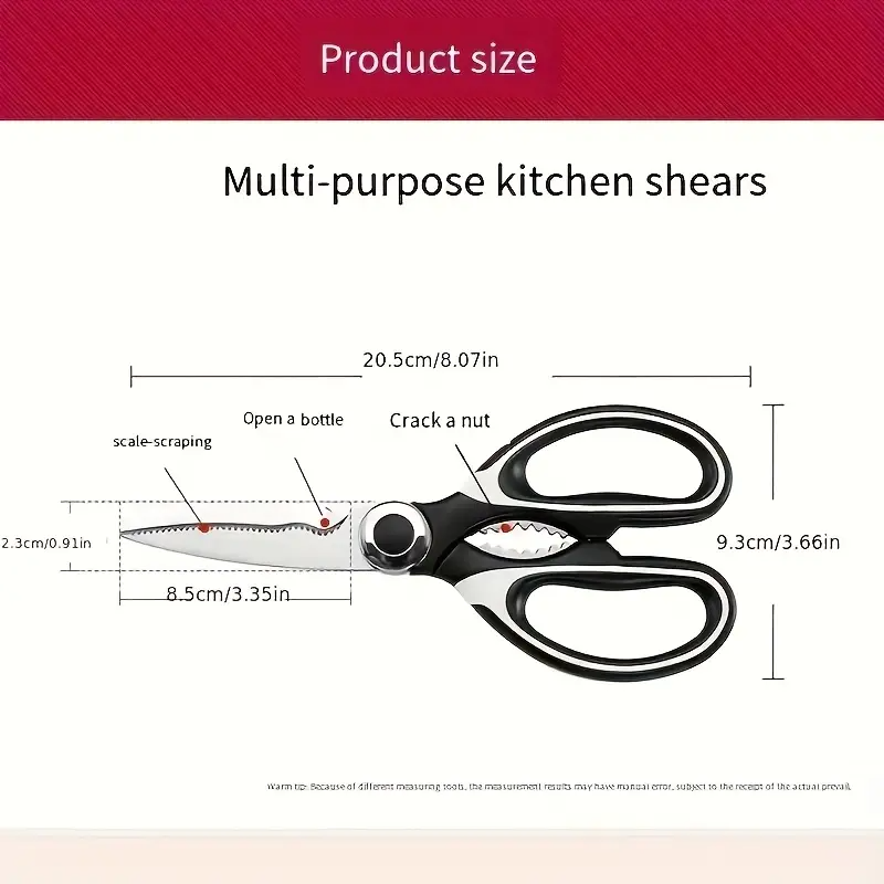 Heavy-Duty Kitchen Shears for Cutting Chicken, Duck, Fish & - 420 Stainless Steel Food-Safe Multipurpose Scissors with Sharp Blades & Ergonomic Handles,Sleek Blade Design, High quality Kitchenware