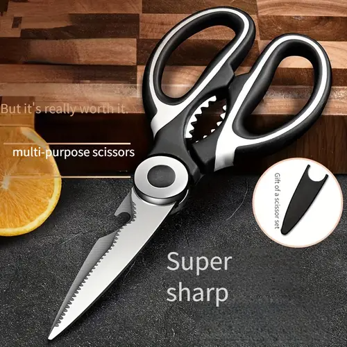 Heavy-Duty Kitchen Shears for Cutting Chicken, Duck, Fish & - 420 Stainless Steel Food-Safe Multipurpose Scissors with Sharp Blades & Ergonomic Handles,Sleek Blade Design, High quality Kitchenware