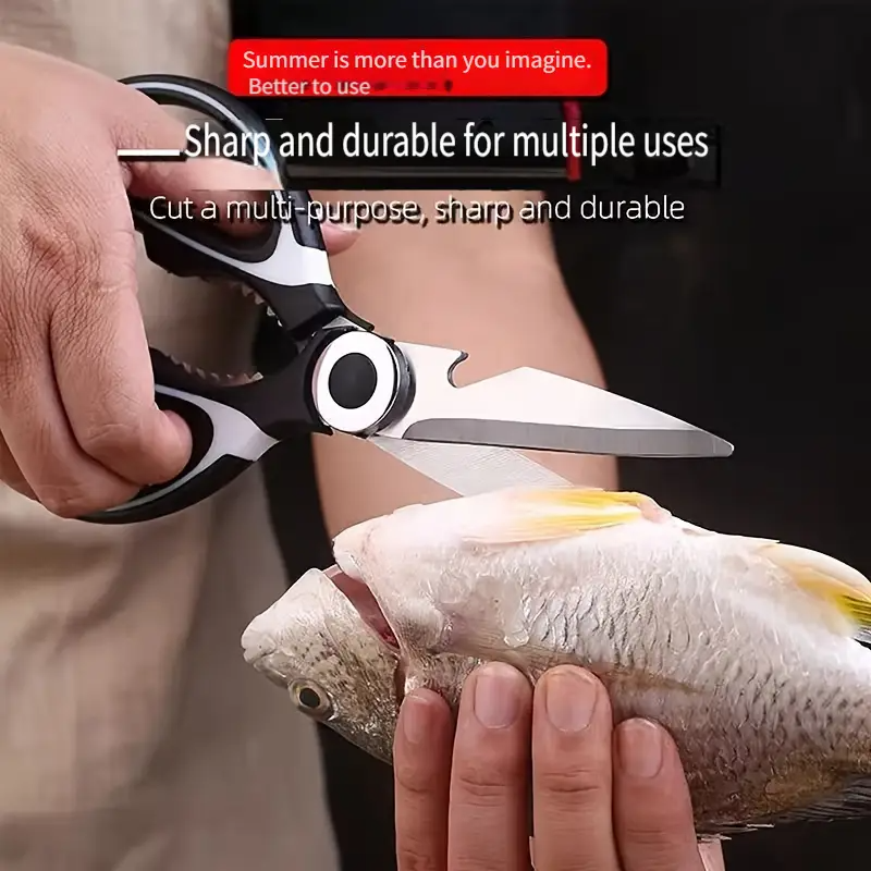 Heavy-Duty Kitchen Shears for Cutting Chicken, Duck, Fish & - 420 Stainless Steel Food-Safe Multipurpose Scissors with Sharp Blades & Ergonomic Handles,Sleek Blade Design, High quality Kitchenware