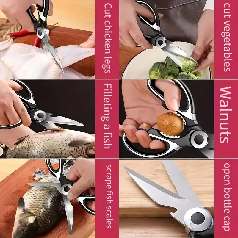 Heavy-Duty Kitchen Shears for Cutting Chicken, Duck, Fish & - 420 Stainless Steel Food-Safe Multipurpose Scissors with Sharp Blades & Ergonomic Handles,Sleek Blade Design, High quality Kitchenware