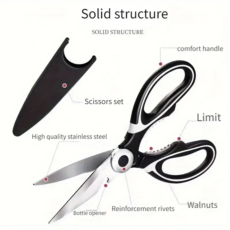 Heavy-Duty Kitchen Shears for Cutting Chicken, Duck, Fish & - 420 Stainless Steel Food-Safe Multipurpose Scissors with Sharp Blades & Ergonomic Handles,Sleek Blade Design, High quality Kitchenware