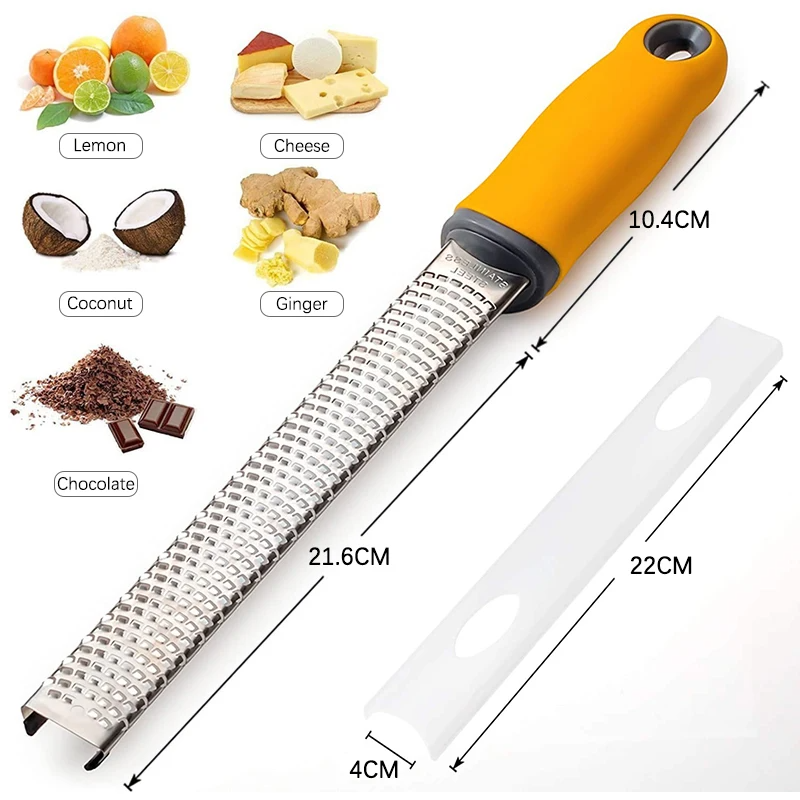 1pc Multi-functional Stainless Steel Zester Grater, Manual Lemon Zester, Cheese Grater, Ginger Shredder, Kitchen Tool for Vegetables and Garlic
