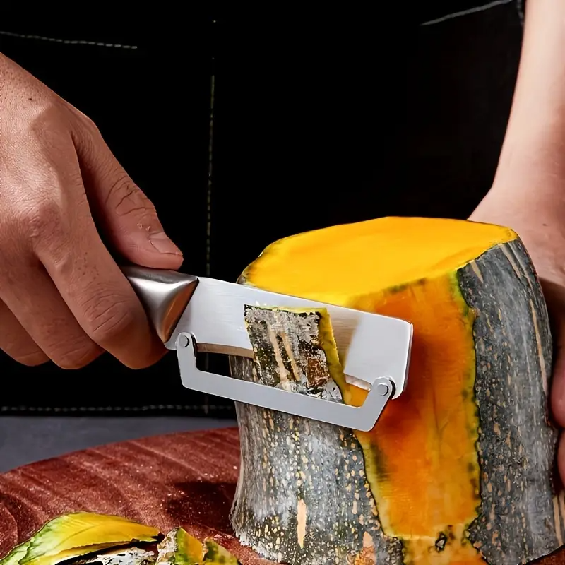 1pc Heavy-Duty Stainless Steel Vegetable Peeler with Ergonomic Handle - Thick Blade for Pumpkins, Carrots, Potatoes | Food-Safe, Durable Kitchen Tool for Home & Professional Use, Vegetable Slicer