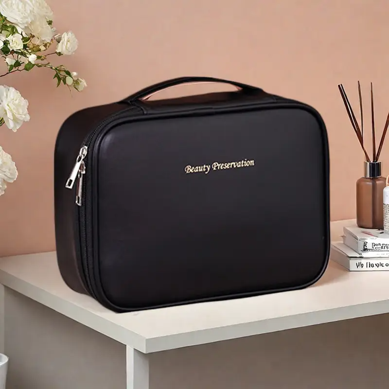 Pastel pink Beauty Case with Zipper Closure, Spacious Interior for Cosmetics, Brushes, Travel - Elegant Makeup Storage Pouch Gift for Girls & Women, Makeup Bag, Brush Holder, Chic Design