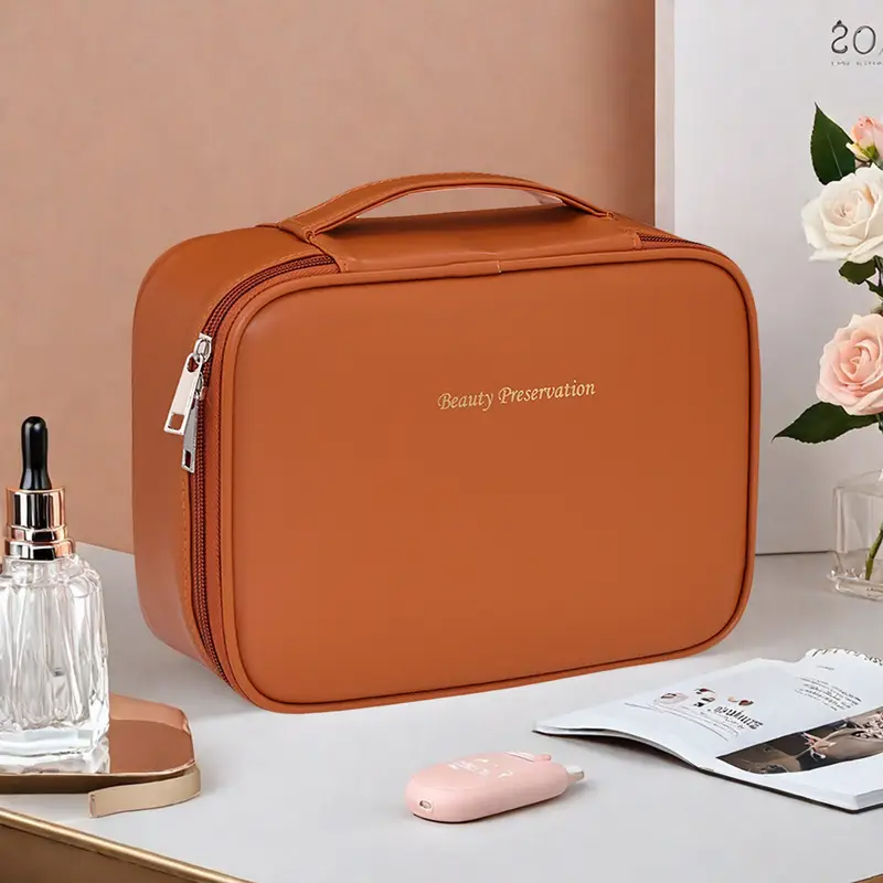 Pastel pink Beauty Case with Zipper Closure, Spacious Interior for Cosmetics, Brushes, Travel - Elegant Makeup Storage Pouch Gift for Girls & Women, Makeup Bag, Brush Holder, Chic Design