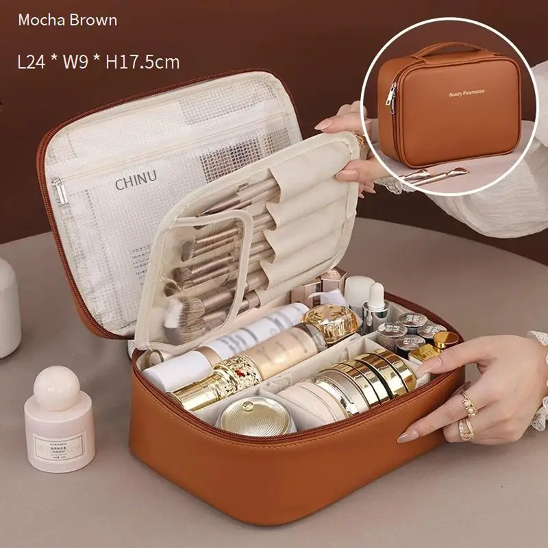 Pastel pink Beauty Case with Zipper Closure, Spacious Interior for Cosmetics, Brushes, Travel - Elegant Makeup Storage Pouch Gift for Girls & Women, Makeup Bag, Brush Holder, Chic Design